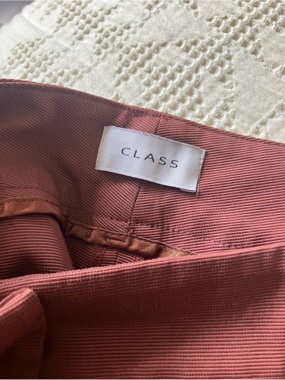 CLASS Terracotta Micro Ribbed High Rise Slim Leg Trouser Size 6 - Picture 9 of 10